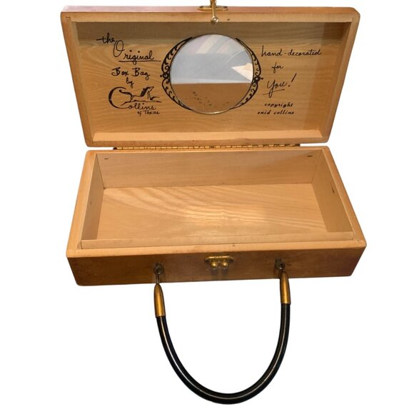 Enid Collins Lucky Ladybugs Wooden Box Bag Purse 1960s Vintage with Mirror - Picture 2 of 16